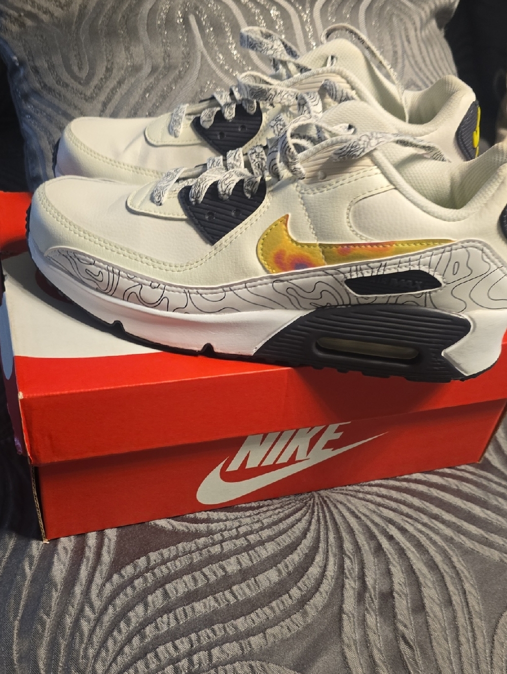 Nike Air Max 90 Sneakers with Yellow & Black Swoosh Accent